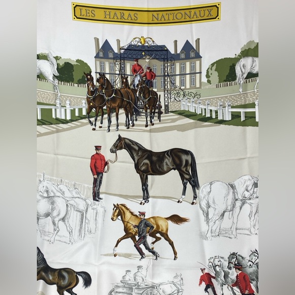 Hermes Vintage Scarf Carre 90” LES HARAS Nationaux” Red - Picture 12 of 16